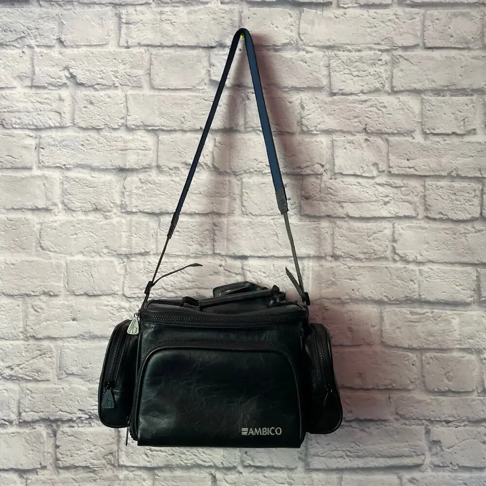 Vintage Ambico Leather Camcorder Camera Shoulder Bag Sony Strap
